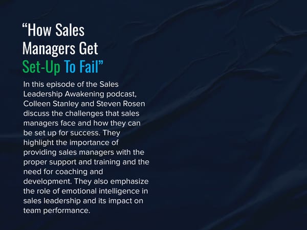 SLA Episode 2 - "How Sales Managers Get Set-Up To Fail” - Page 3