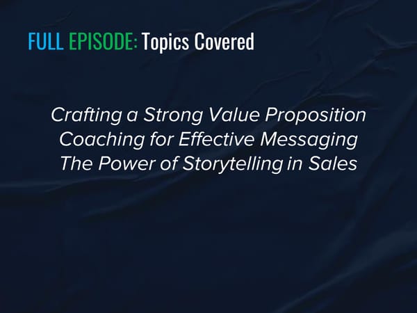 SLA Episode 21s - “Is Your Value Proposition Losing You Deals?" - Page 5