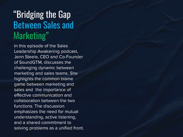 SLA Episode 23s - "Bridging the Gap Between Sales and Marketing” - Page 3