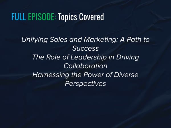 SLA Episode 23s - "Bridging the Gap Between Sales and Marketing” - Page 5