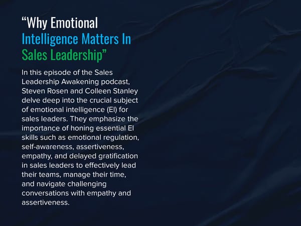 SLA Episode 24s - "Why Emotional Intelligence Matters In Sales Leadership” - Page 3