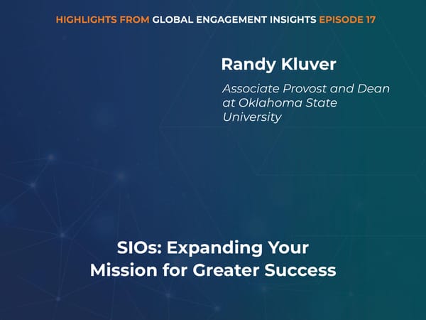 Randy Kluver - "SIOs: Expanding Your  Mission for Greater Success" - Page 1