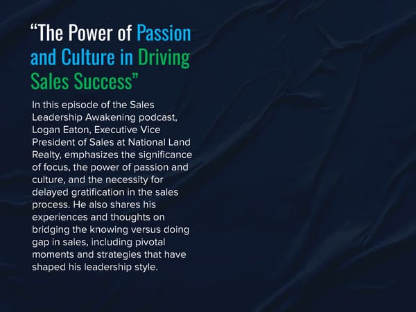 SLA Episode 28s - “The Power of Passion and Culture In Driving Sales Success” - Page 3